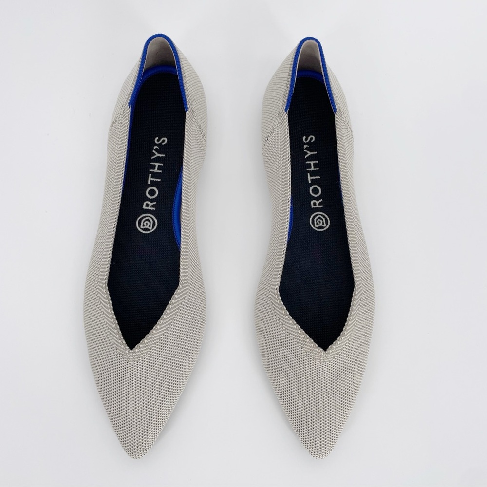 Rothy's Gray Flax Birdseye Pointed Toe Flats Ballet Women's Shoes Office 11.5 - Picture 2 of 3